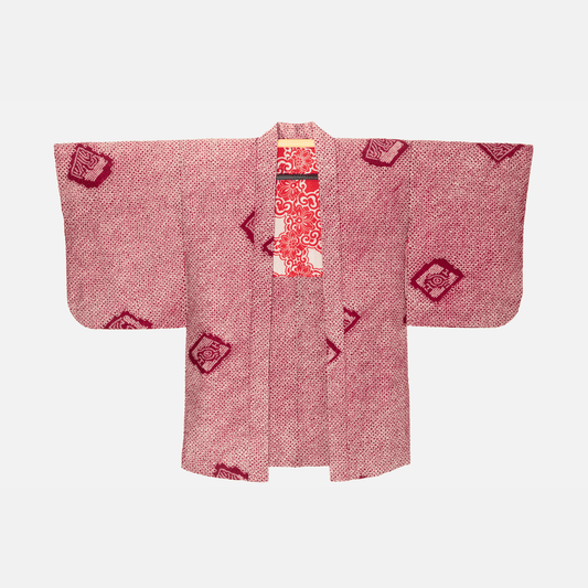 Antique Bordeaux Shibori Haori (Kimono Jacket)