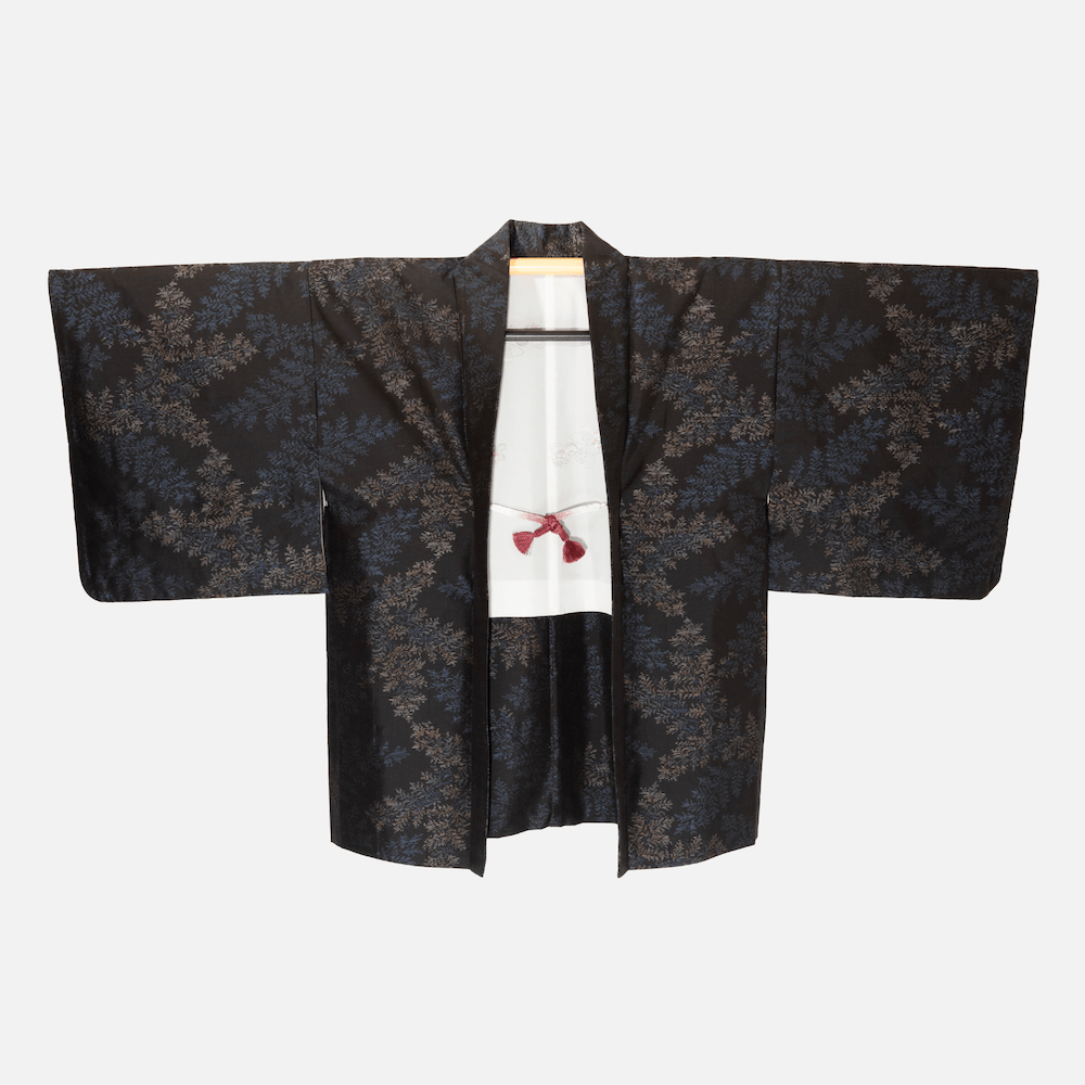 Vintage Black Haori(Kimono Jacket) with gold leaves – Keiko Vintage Black Haori(Kimono Jacket) with gold leaves – Keiko