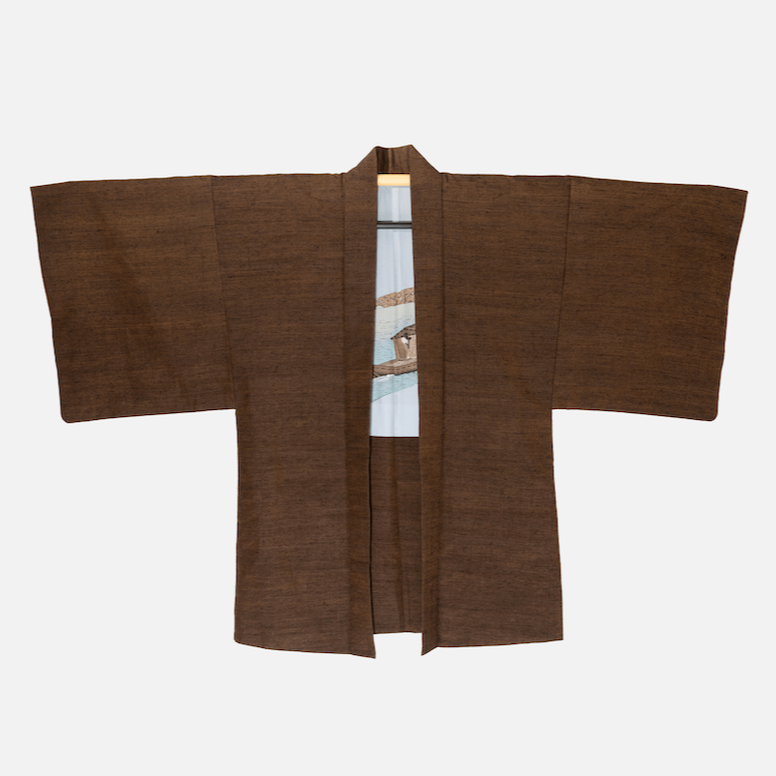 Vintage Mens Tsumugi Brown Haori (Kimono Jacket) – Keiko Uchida