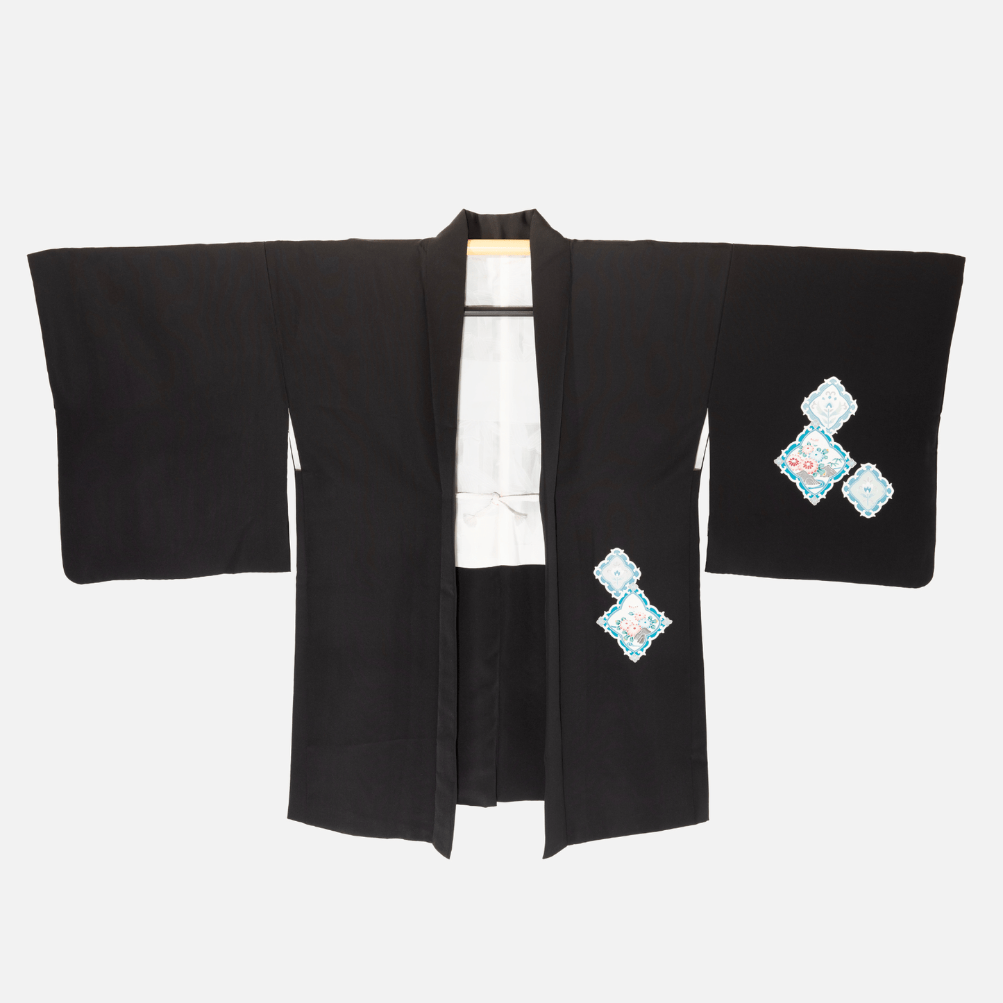Vintage Black Haori (Kimono Jacket) with Flowers patterns