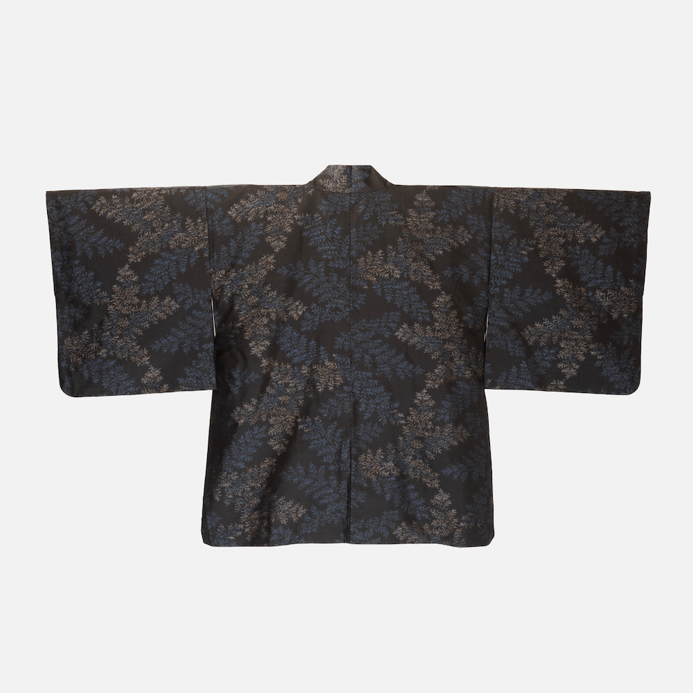Vintage Black Haori(Kimono Jacket) with gold leaves