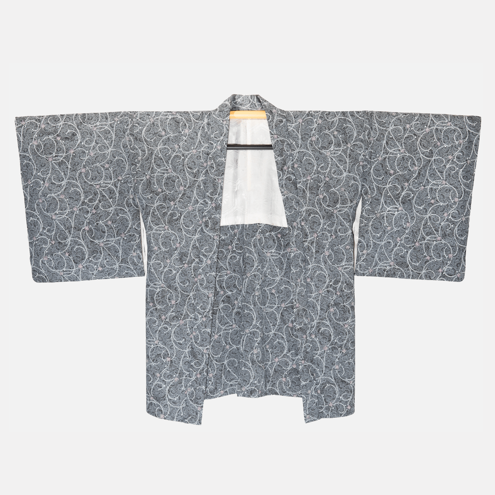 Vintage Black Haori(Kimono Jacket) with white circle