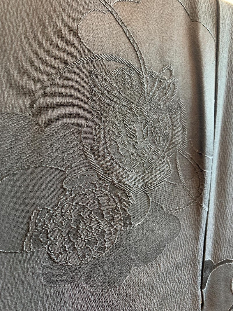 Black Taiko Drum Woven Pattern Haori Jacket