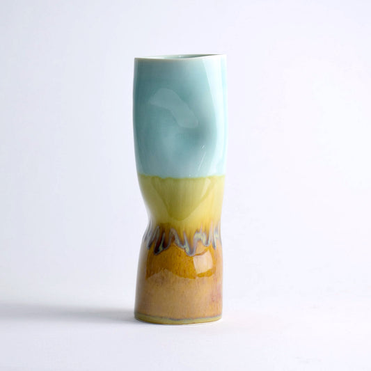 Sky Blue x Copper Twist Cylinder Vase
