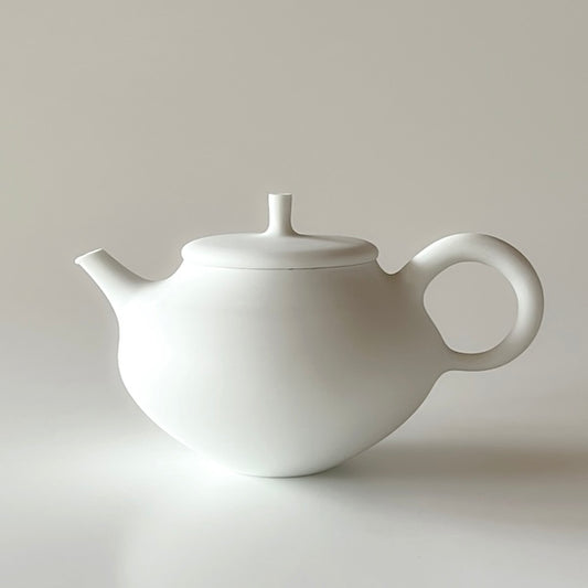 Large White Hineri Kyusu Teapot