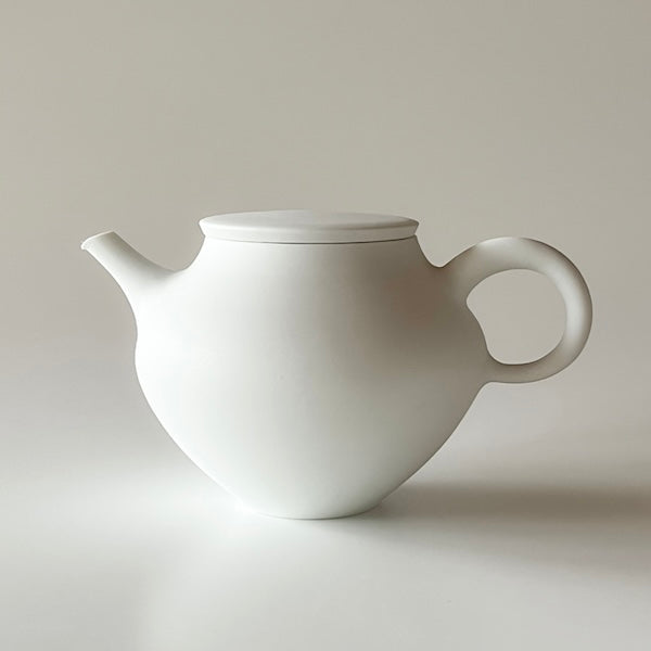 Large White Hineri Kyusu Teapot