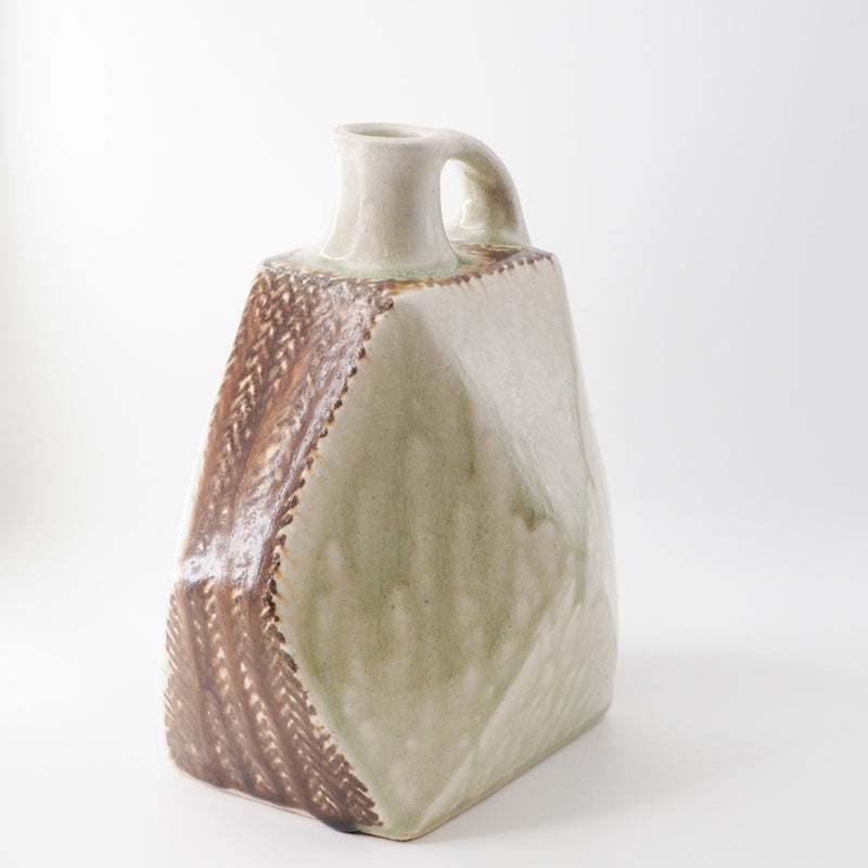 Ash Glazed Diamond Shaped Flower Vase