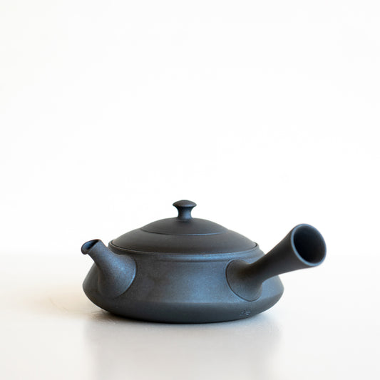 Hand Thrown Metal Grey Kyusu (Tea Pot) from Tokoname
