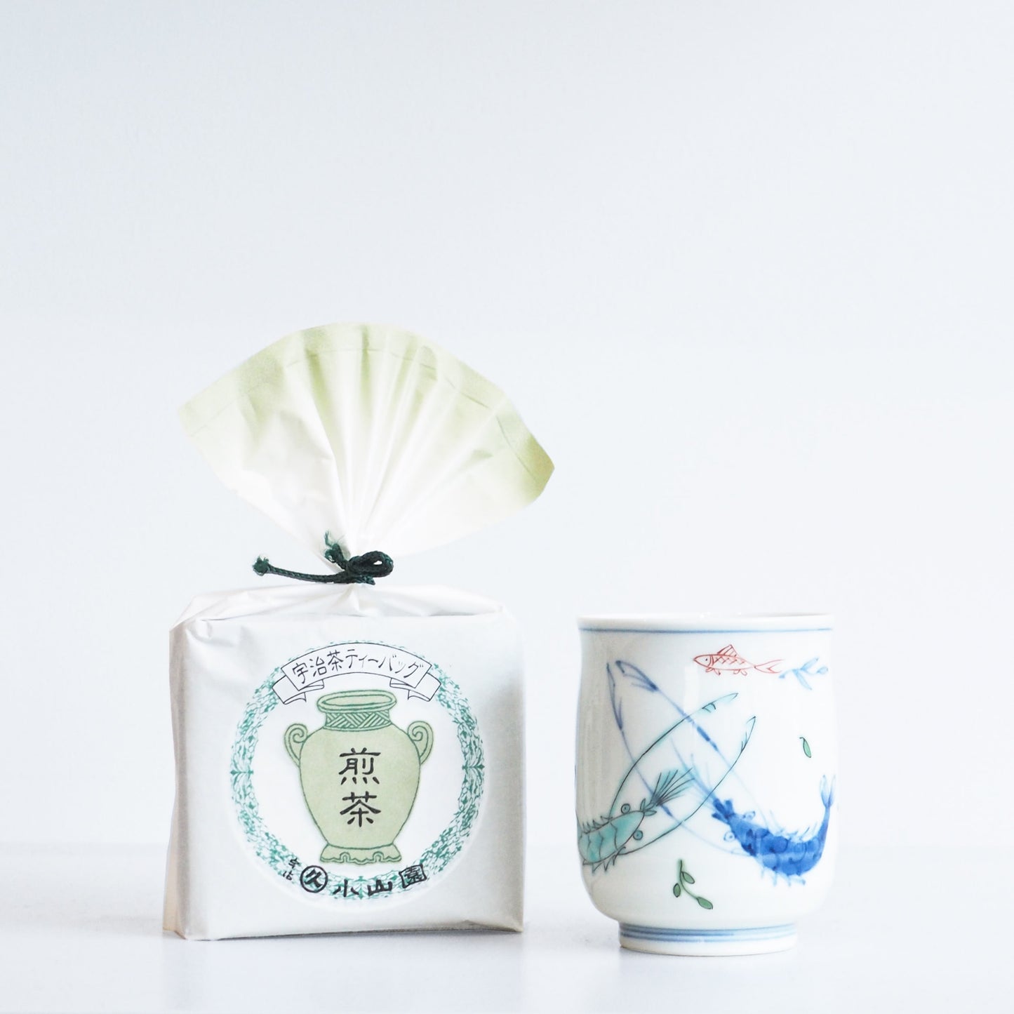 Kyoto Tea bag and Hand painted Yunomi cup Gift Set