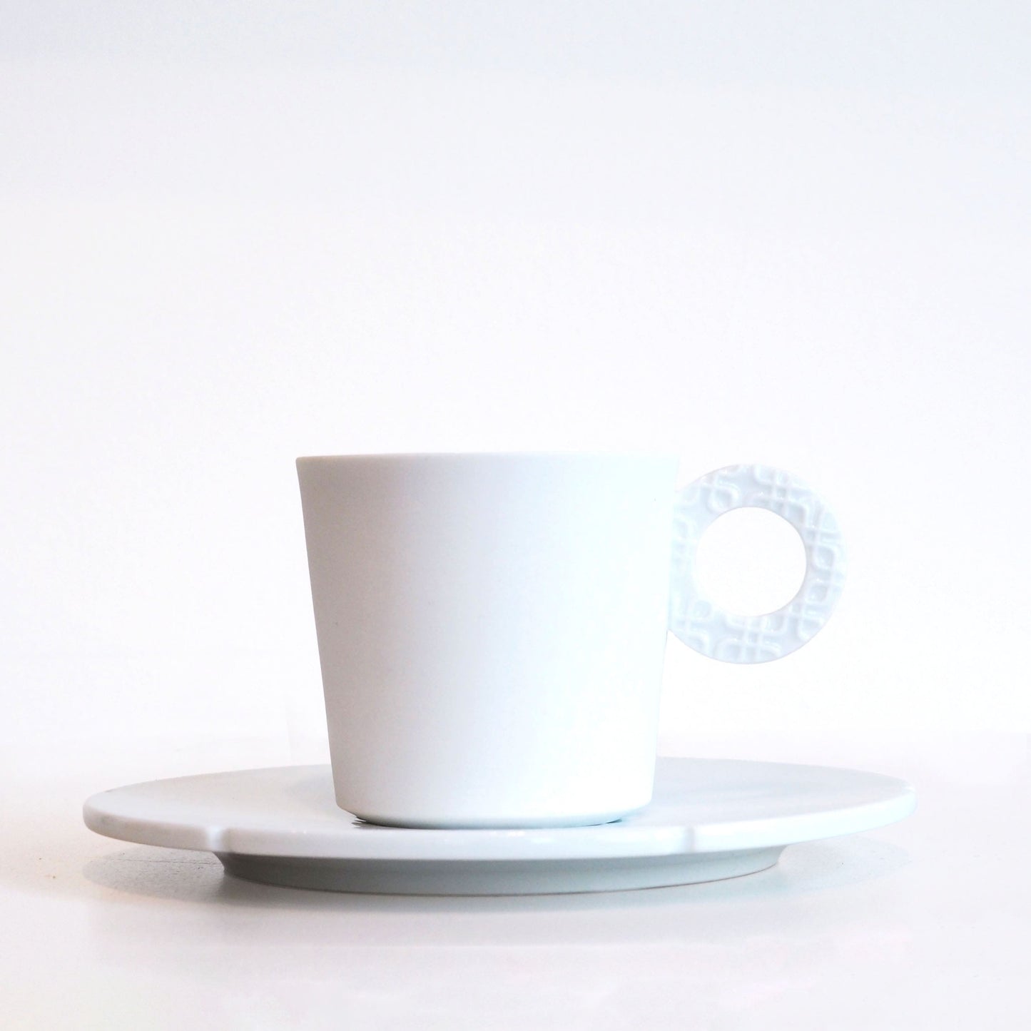 Handmade White Mug and Saucer Set