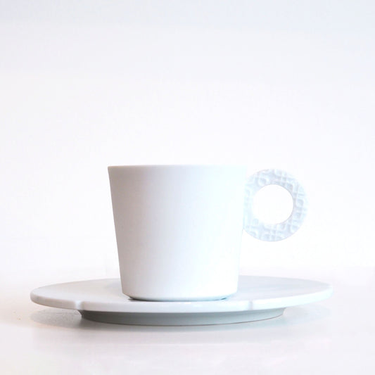 Handmade White Mug and Saucer Set