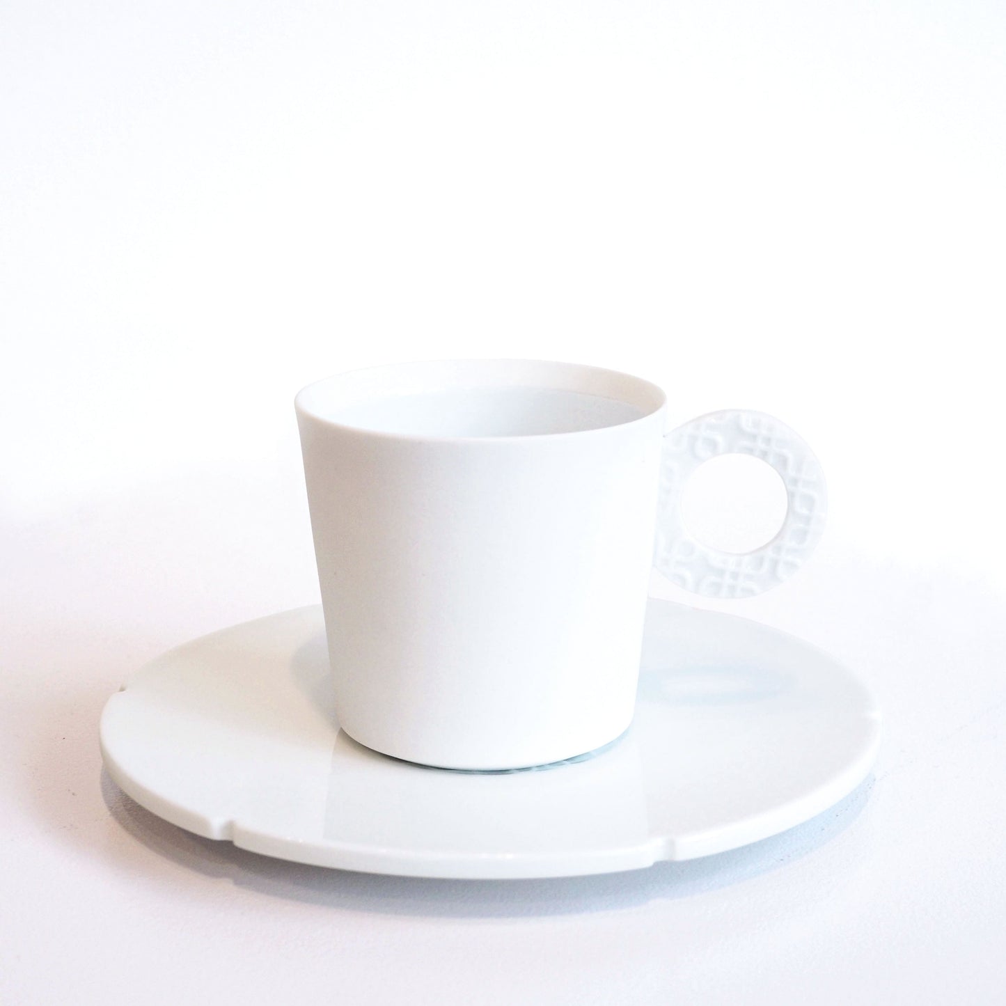 Handmade White Mug and Saucer Set