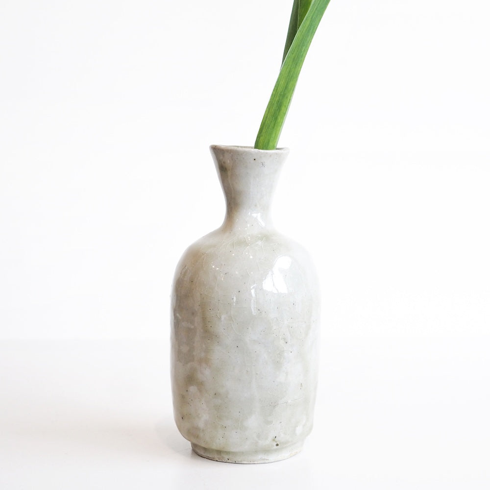 Handcrafted Mashiko Ivory Flower Vase