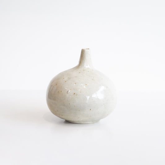 Handcrafted Mashiko Ivory Flower Vase