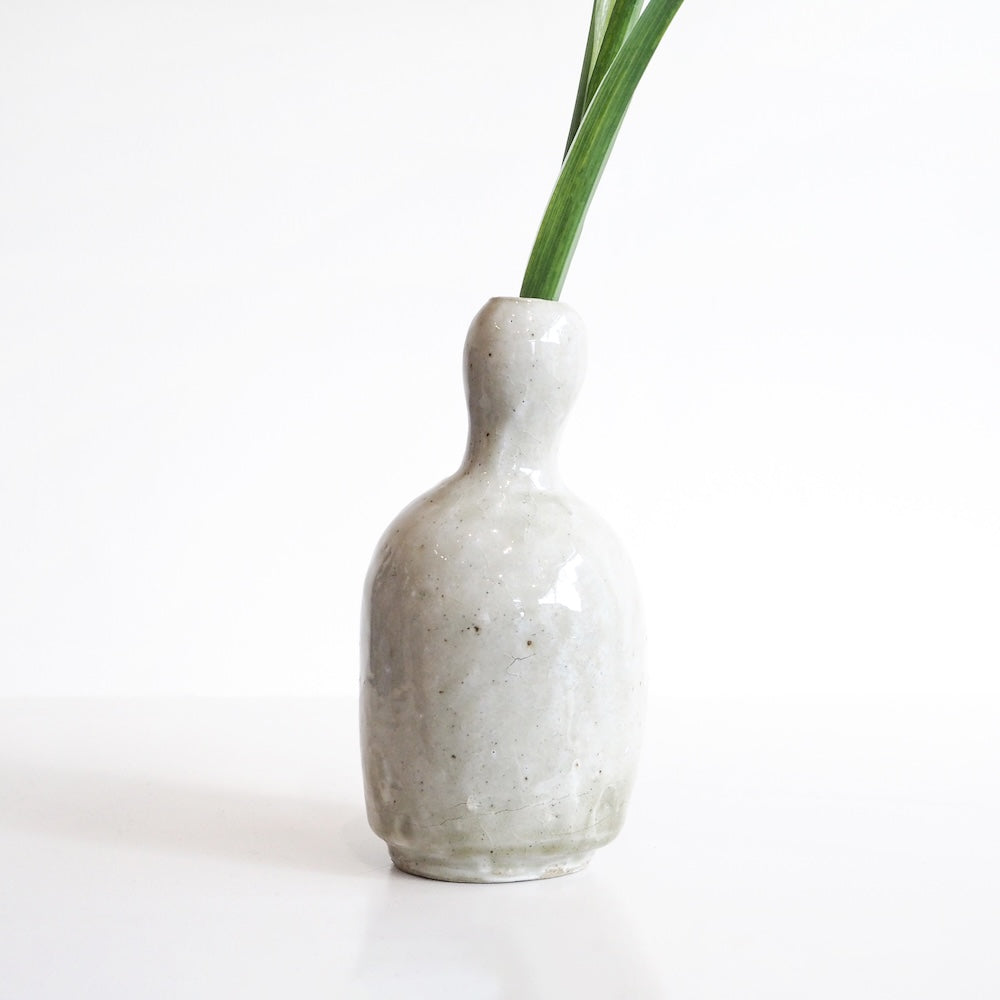 Handcrafted Mashiko Ivory Flower Vase
