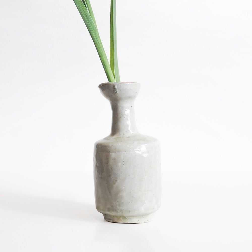 Handcrafted Mashiko Ivory Flower Vase