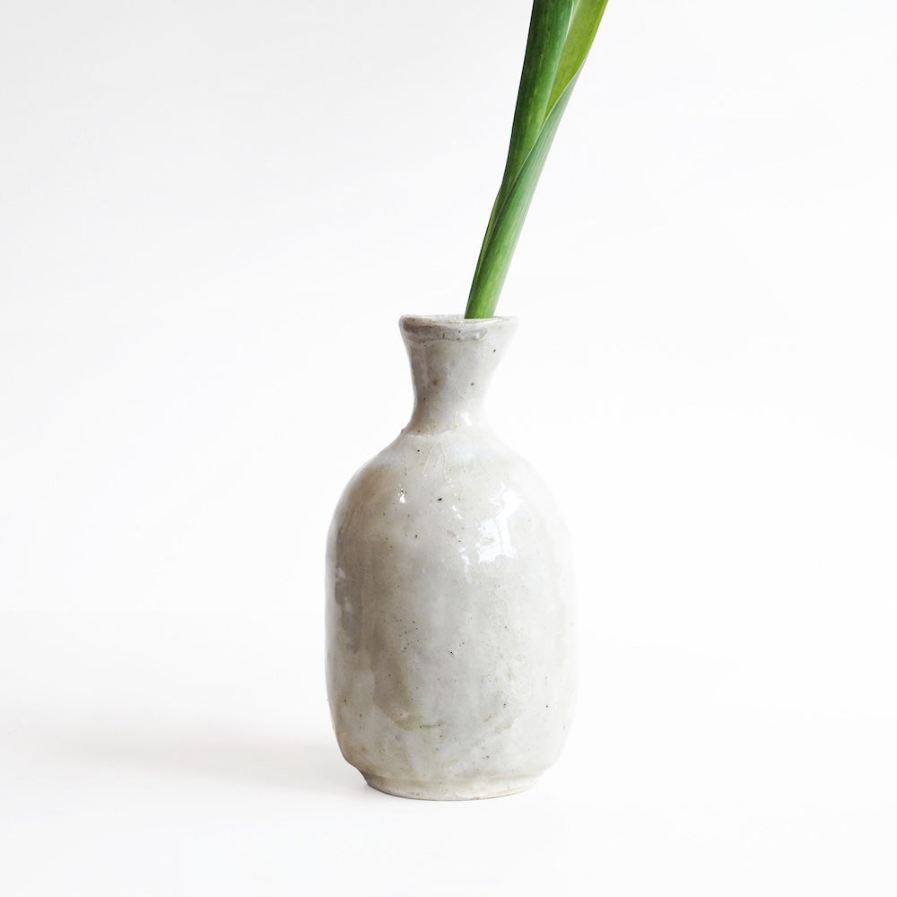 Handcrafted Mashiko Ivory Flower Vase