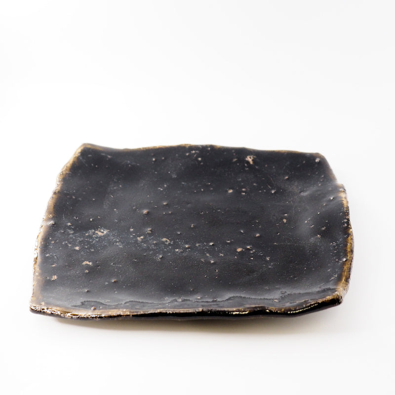 Handcrafted Black Plate from Mashiko