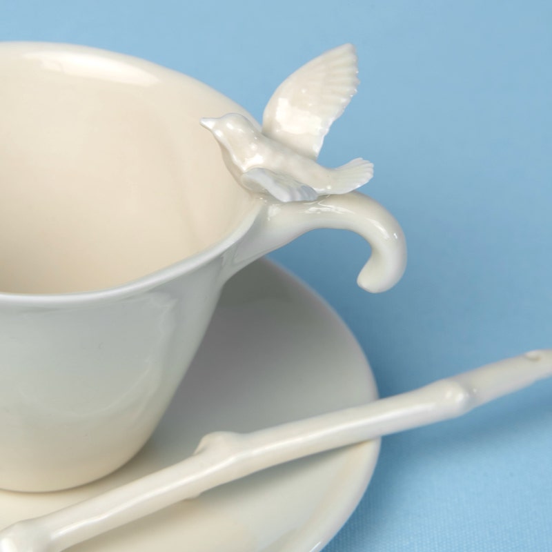 Porcelain Dove Cup and Saucer